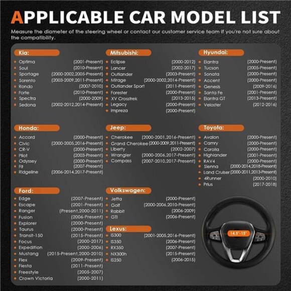 Car Steering Wheel Cover -Universal Car Accessory for Diverse Cars,Leather Cover - Picture 3 of 7